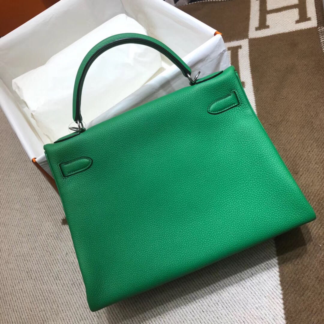 Hermes Kelly 28cm Handbag Shoulder Bag in Green Togo Leather